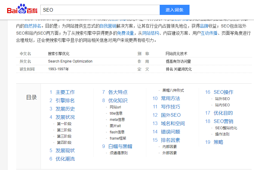 網站優化百度百科